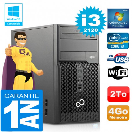 PC Tour Fujitsu Esprimo P400 I3-2120 RAM 4Go Disque 2 To Wifi W7