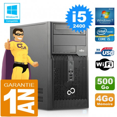 PC Tour Fujitsu Esprimo P400 I5-2400 RAM 4Go Disque 500 Go Wifi W7