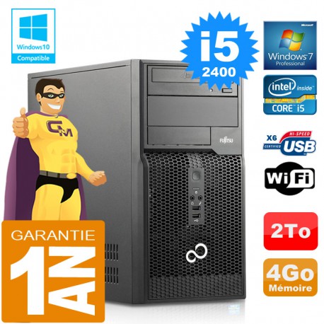 PC Tour Fujitsu Esprimo P400 I5-2400 RAM 4Go Disque 2 To Wifi W7