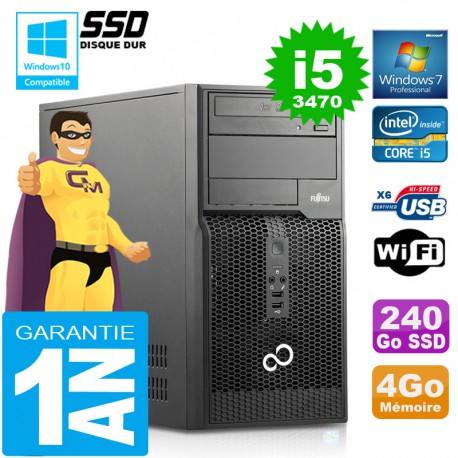 PC Tour Fujitsu Esprimo P400 I5-3470 RAM 4Go Disque 240 Go SSD Wifi W7