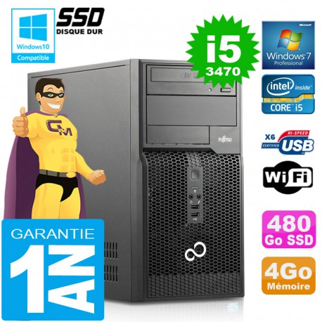 PC Tour Fujitsu Esprimo P400 I5-3470 RAM 4Go Disque 480 Go SSD Wifi W7