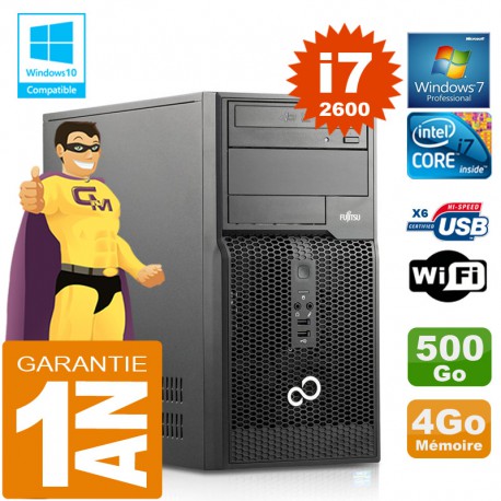 PC Tour Fujitsu Esprimo P400 I7-2600 RAM 4Go Disque 500 Go Wifi W7