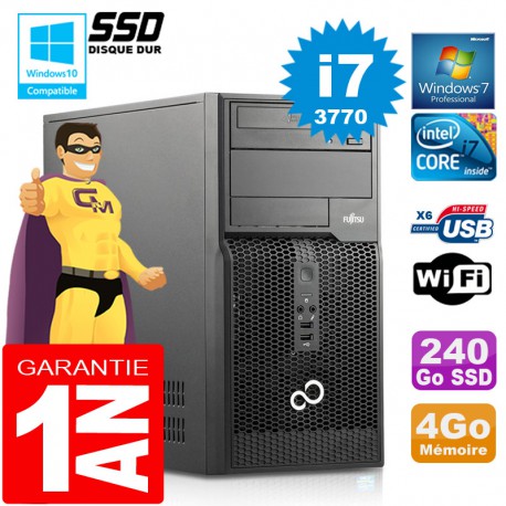 PC Tour Fujitsu Esprimo P400 I7-3770 RAM 4Go Disque 240 Go SSD Wifi W7