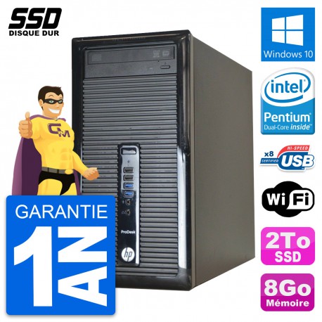 PC Tour HP ProDesk 400 G1 Intel Pentium G3220 RAM 8Go SSD 2To Windows 10 Wifi