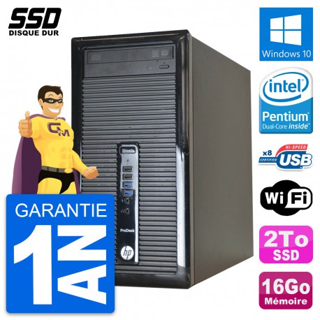 PC Tour HP ProDesk 400 G1 Intel Pentium G3220 RAM 16Go SSD 2To Windows 10 Wifi
