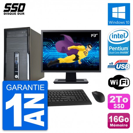 PC Tour HP ProDesk 400 G1 Ecran 19" Intel G3220 RAM 16Go SSD 2To Windows 10 Wifi