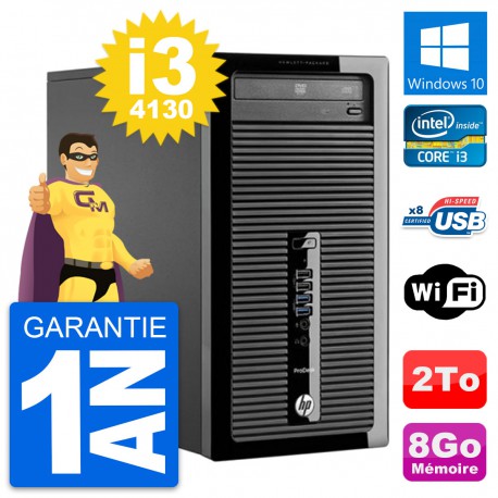PC Tour HP ProDesk 400 G1 Intel Core i3-4130 RAM 8Go Disque 2To Windows 10 Wifi