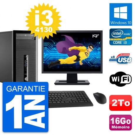 PC Tour HP 400 G1 Ecran 19" Intel i3-4130 RAM 16Go Disque 2To Windows 10 Wifi