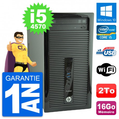 PC Tour HP ProDesk 400 G1 Intel Core i5-4570 RAM 16Go Disque 2To Windows 10 Wifi