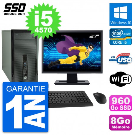 PC Tour HP ProDesk 400 G1 Ecran 27" i5-4570 RAM 8Go SSD 960Go Windows 10 Wifi
