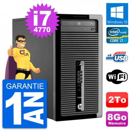 PC Tour HP ProDesk 400 G1 Intel Core i7-4770 RAM 8Go Disque 2To Windows 10 Wifi