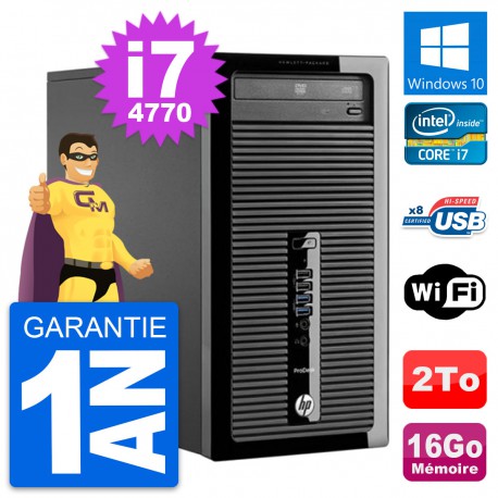 PC Tour HP ProDesk 400 G1 Intel Core i7-4770 RAM 16Go Disque 2To Windows 10 Wifi