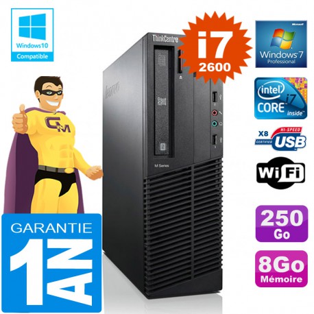 PC Lenovo M92p SFF Core I7-2600 Ram 8Go Disque 250 Go Graveur DVD Wifi W7