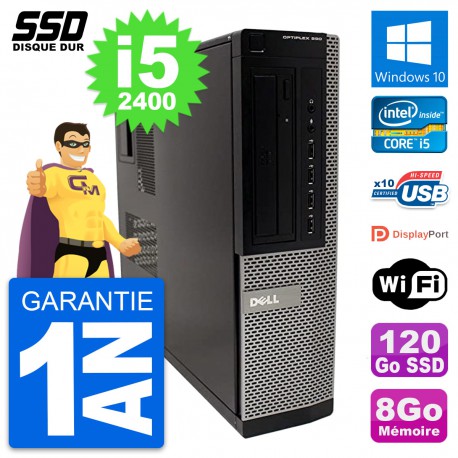 PC Dell OptiPlex 990 DT Intel Core i5-2400 RAM 8Go SSD 120Go Windows 10 Wifi