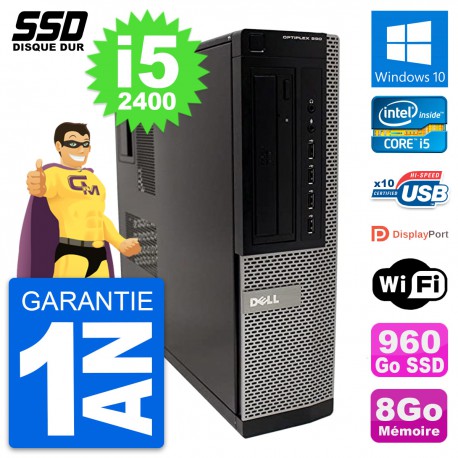 PC Dell OptiPlex 990 DT Intel Core i5-2400 RAM 8Go SSD 960Go Windows 10 Wifi