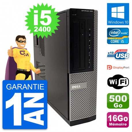 PC Dell OptiPlex 990 DT Intel i5-2400 RAM 16Go Disque Dur 500Go Windows 10 Wifi