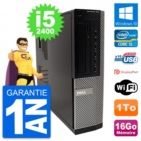 PC Dell OptiPlex 990 DT Intel i5-2400 RAM 16Go Disque Dur 1To Windows 10 Wifi