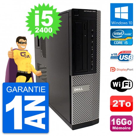 PC Dell OptiPlex 990 DT Intel i5-2400 RAM 16Go Disque Dur 2To Windows 10 Wifi