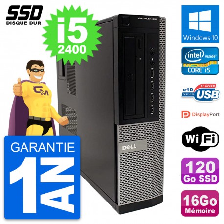 PC Dell OptiPlex 990 DT Intel Core i5-2400 RAM 16Go SSD 120Go Windows 10 Wifi