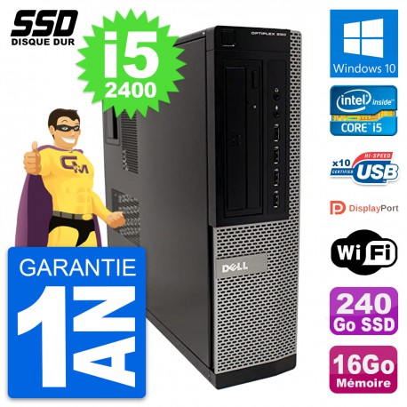PC Dell OptiPlex 990 DT Intel Core i5-2400 RAM 16Go SSD 240Go Windows 10 Wifi
