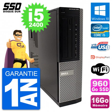 PC Dell OptiPlex 990 DT Intel Core i5-2400 RAM 16Go SSD 960Go Windows 10 Wifi