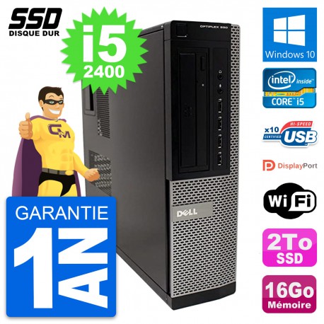 PC Dell OptiPlex 990 DT Intel Core i5-2400 RAM 16Go SSD 2To Windows 10 Wifi