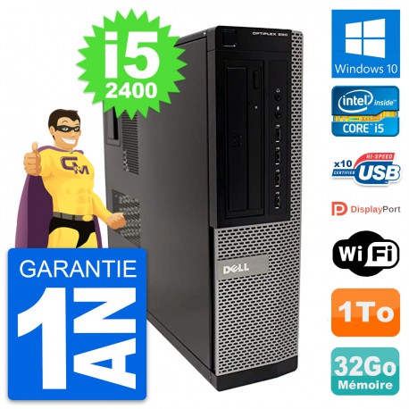 PC Dell OptiPlex 990 DT Intel i5-2400 RAM 32Go Disque Dur 1To Windows 10 Wifi