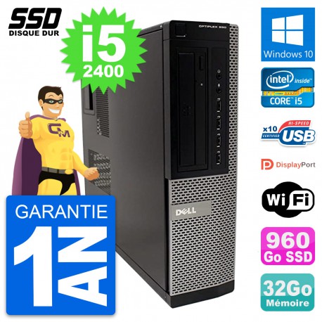 PC Dell OptiPlex 990 DT Intel Core i5-2400 RAM 32Go SSD 960Go Windows 10 Wifi
