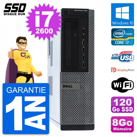 PC Dell OptiPlex 990 DT Intel Core i7-2600 RAM 8Go SSD 120Go Windows 10 Wifi