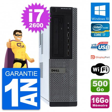 PC Dell OptiPlex 990 DT Intel i7-2600 RAM 16Go Disque Dur 500Go Windows 10 Wifi
