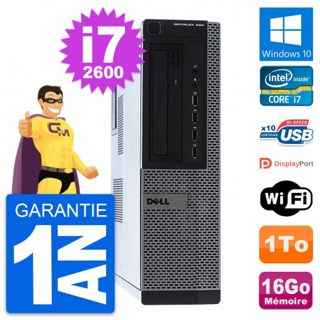 PC Dell OptiPlex 990 DT Intel i7-2600 RAM 16Go Disque Dur 1To Windows 10 Wifi