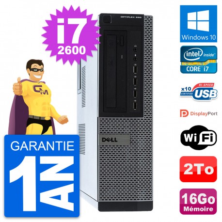 PC Dell OptiPlex 990 DT Intel i7-2600 RAM 16Go Disque Dur 2To Windows 10 Wifi
