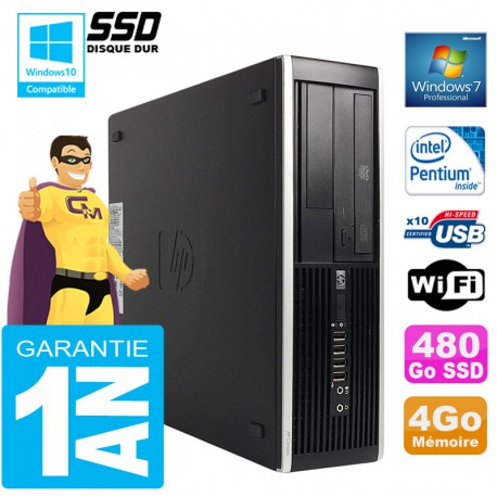 PC HP Compaq 8300 SFF Intel G850 Ram 4Go Disque 480 Go SSD Graveur DVD Wifi W7