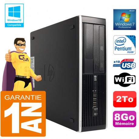 PC HP Compaq 8300 SFF Intel G850 Ram 8Go Disque 2 To Graveur DVD Wifi W7