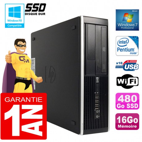 PC HP Compaq 8300 SFF Intel G850 Ram 16Go Disque 480 Go SSD Graveur DVD Wifi W7