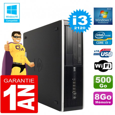 PC HP Compaq 8300 SFF Core I3-2120 Ram 8Go Disque 500 Go Graveur DVD Wifi W7