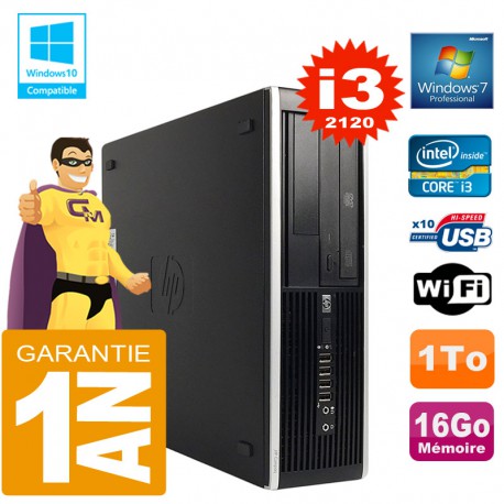 PC HP Compaq 8300 SFF Core I3-2120 Ram 16Go Disque 1 To Graveur DVD Wifi W7