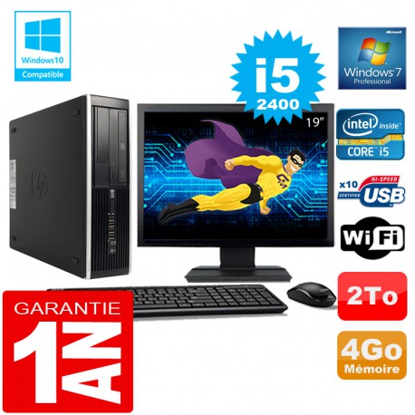 PC HP Compaq 8300 SFF Core I5-2400 Ram 4Go Disque 2 To Wifi W7 Ecran 19"