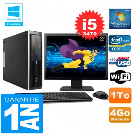 PC HP Compaq 8300 SFF Core I5-3470 Ram 4Go Disque 1 To Wifi W7 Ecran 22"