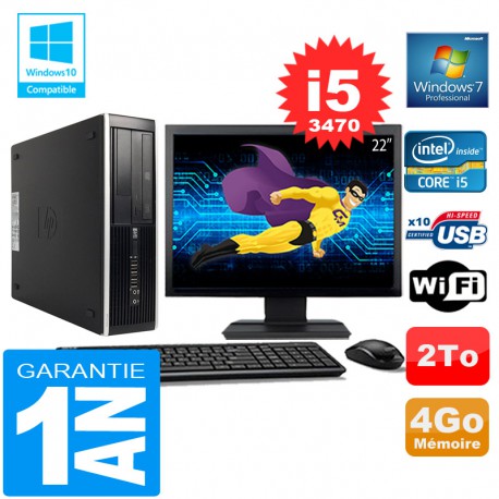PC HP Compaq 8300 SFF Core I5-3470 Ram 4Go Disque 2 To Wifi W7 Ecran 22"