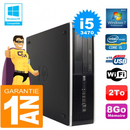 PC HP Compaq 8300 SFF Core I5-3470 Ram 8Go Disque 2 To Graveur DVD Wifi W7