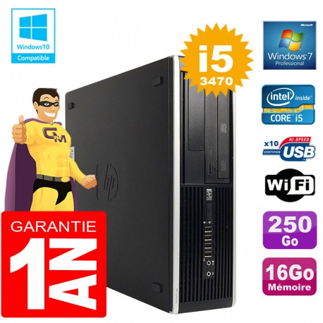PC HP Compaq 8300 SFF Core I5-3470 Ram 16Go Disque 250 Go Graveur DVD Wifi W7