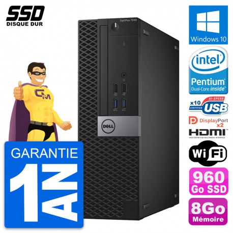 PC Dell OptiPlex 7040 SFF Intel G4400 RAM 8Go SSD 960Go HDMI Windows 10 Wifi