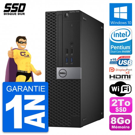 PC Dell OptiPlex 7040 SFF Intel G4400 RAM 8Go SSD 2To HDMI Windows 10 Wifi