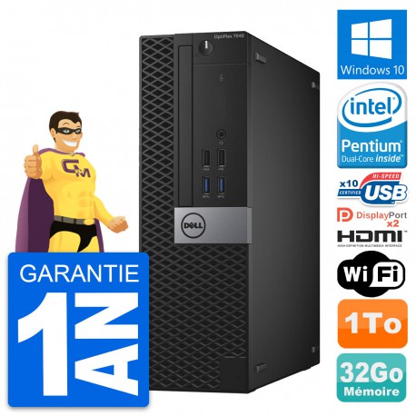 PC Dell OptiPlex 7040 SFF Intel G4400 RAM 32Go Disque 1To HDMI Windows 10 Wifi