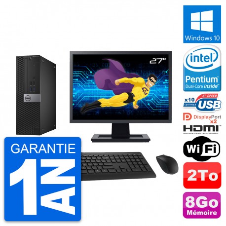 PC Dell 7040 SFF Ecran 27" Intel G4400 RAM 8Go Disque 2To HDMI Windows 10 Wifi