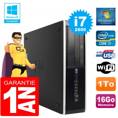 PC HP Compaq 8300 SFF Core I7-2600 Ram 16Go Disque 1 To Graveur DVD Wifi W7