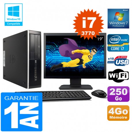 PC HP Compaq 8300 SFF Core I7-3770 Ram 4Go Disque 250 Go Wifi W7 Ecran 19"