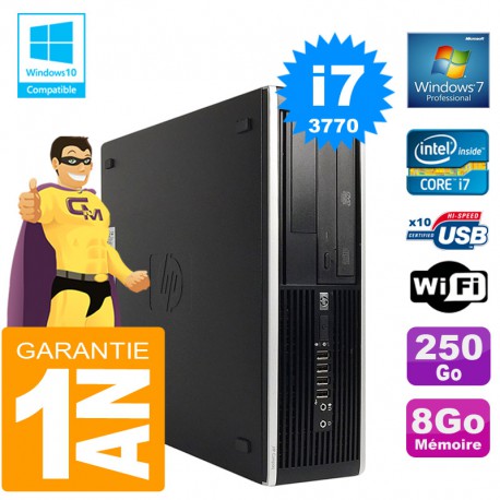 PC HP Compaq 8300 SFF Core I7-3770 Ram 8Go Disque 250 Go Graveur DVD Wifi W7