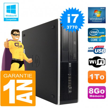 PC HP Compaq 8300 SFF Core I7-3770 Ram 8Go Disque 1 To Graveur DVD Wifi W7